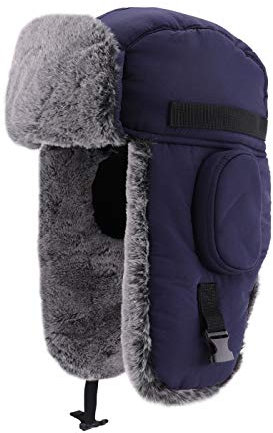 Gisdanchz Wintermütze Mit Ohrenklappen Winter Hut Trappermütze Russische Mütze Fliegermütze Russen Uschanka Ushanka Schapka Herren Russisch Russenmütze Schapka Russenmützen Königsblau