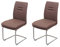 Mendler 2er-Set Esszimmerstuhl HWC-H70, Küchenstuhl Freischwinger Stuhl, Stoff/Textil Edelstahl gebürstet - braun
