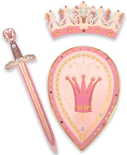 Liontouch - Königin Rosa Set - Schwert, Schild & Krone für Mädchen - Für Kinder von 3-8 Jahren | Mittelalterliches Spielset aus sicherem Schaumstoff | Perfektes Accessoire für Prinzessinnenkostüme