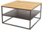 SAM Couchtisch 70x70 cm Emmi, Wildeiche massiv + geölt, Sofatisch mit schwarzem Metallgestell und Ablage, modernes Design