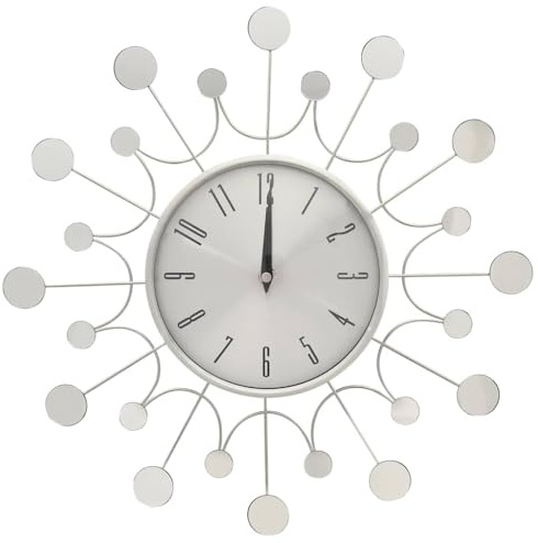 vidaXL Wanduhr Dekorativ Wand Uhr Wandtattoo Deko Dekoration Wohnzimmeruhr Analoguhr Bürouhr Dekouhr Silbern 40cm Metall Aluminium