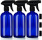 BELLE VOUS 3 Pack Empty Refillable Blue Glass Spray/Mist Bottles - 500ml/17.6oz Durable Trigger Sprayer Bottle Container Set - 2 Stream Settings for Cleaning Products, Aromatherapy & Essential Oils
