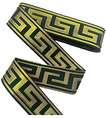 DUO ER 3.3cm Gold Splitter Jacquard Band Spitze Trim Gewebt Band zum Nähen Zubehör DIY Schnürsenkel für Kleidungsvorhang Zubehör Dekor (Farbe : F, Size : 7 Meters)