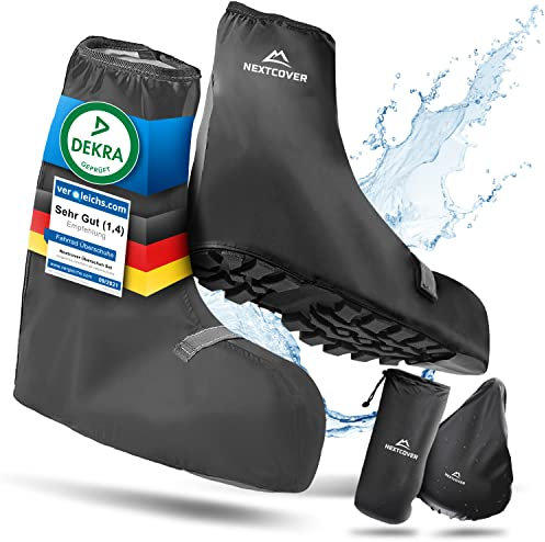 Nextcover® Schuhüberzieher wasserdicht I 100% wasserdichte Fahrrad Überschuhe I Reflektierende Regenschutz Schuhe I Regenüberzieher Schuhe I Überzieher Schuhe I Schuhschutz I Überschuhe Fahrrad