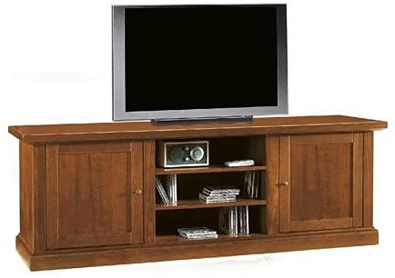 Mar.c.a. Design, Mueble TV Salon, Mueble TV Madera, Nogal Oscuro - Soporte TV con Estantes y Puertas Laterales para Objetos - Mueble Salon de Estilo Clásico 160x46x56H - Mueble para TV, Made in Italy