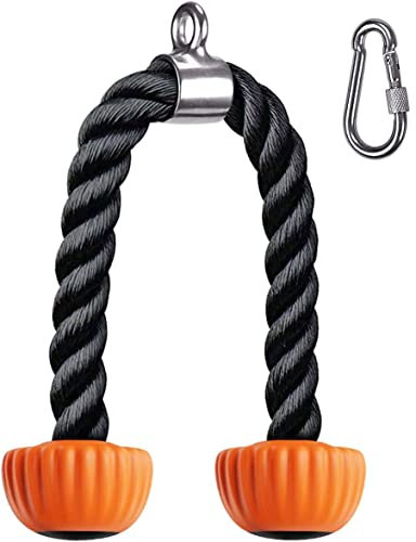 SELEWARE Trizepsseil Kabelzuggriffe mit Orange Rutschfesten Weichen Gummiende, Universelles Seilzug Krafttraining Bizeps Trizeps Trainingsgerät Latzugmaschine Zubehör für Hause Fitnessstudio, 70cm
