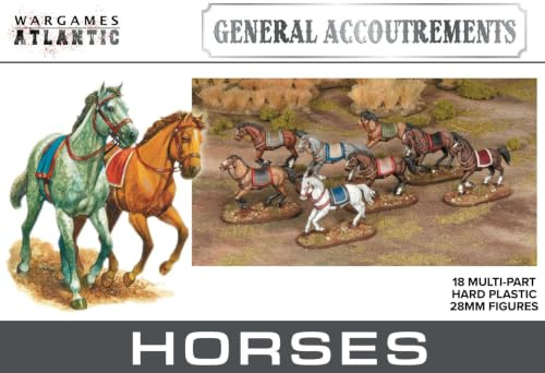 General Accoutrements - Horses (18 Multi Part Hard Plastic 28mm Figures)