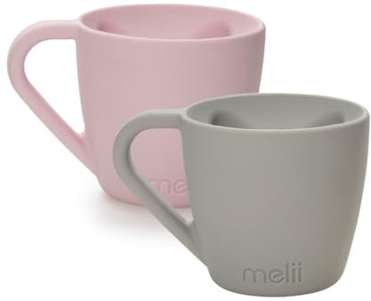 melii Lot de 2 tasses en silicone en forme d'ours pour boissons chaudes et froides - Réutilisables (rose et gris)