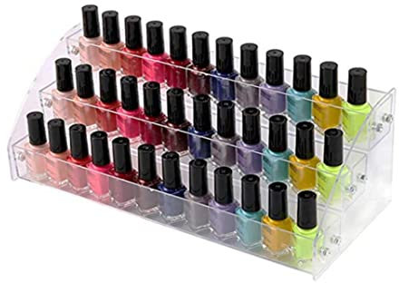 Liummrcy 3 Tiers Clear Nail Polish Display Rack Stand Holder,Acrylic Nail Polish Organiser Storage Rack Shelf Holds,Makeup Holder,Nail Varnish Storage,Essential Oil Paints Ink Holder for Bottles