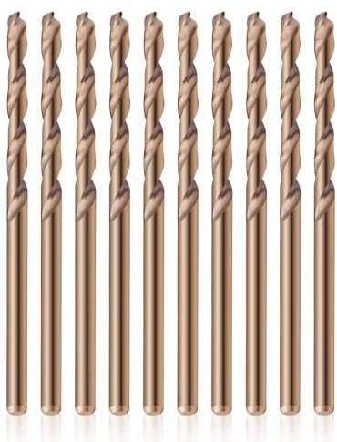 10pcs M35 HSS Cobalt Drill Bits Set, 10pc 4mm HSS-CO Drills Set Metric Gold Cobalt Twist Drills Bit Set Cobalt Twist Drill Bits Set for Drilling(4mm)