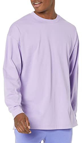 Amazon Essentials Men's Oversized Long-Sleeved Organic Cotton T-Shirt, Purple, XXL