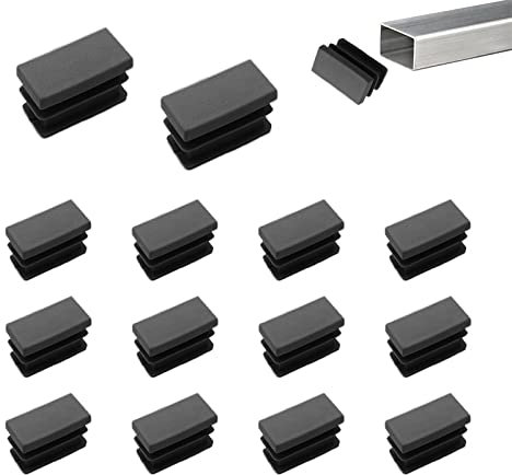 Zaky Kunststoff Endkappen 40mm x 20mm Schwarz Lamellenstopfen für Vierkantrohre für Tische Schreibtische Stühle Bettmöbel Fußstopfen Stahlrohr Abdeckung 30 Stück (Schwarz)