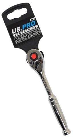 US PRO INDUSTRIAL 1/4 Drive 90T Ratchet with Straight Metal Handle 4225