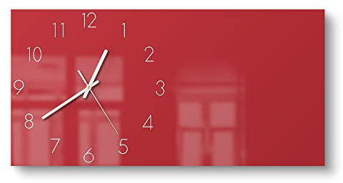 DEQORI Glasuhr | vertikal 60x30 cm | Unifarben - Rot | große XXL Design Uhr aus Glas | leise Wanduhr für Wohnzimmer & Küche | Moderne Hingucker Uhr für die Wand