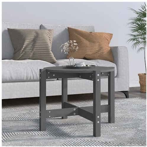 Revera Couchtisch Grau Ø 62,5 x 45 cm Massivholz Kiefer