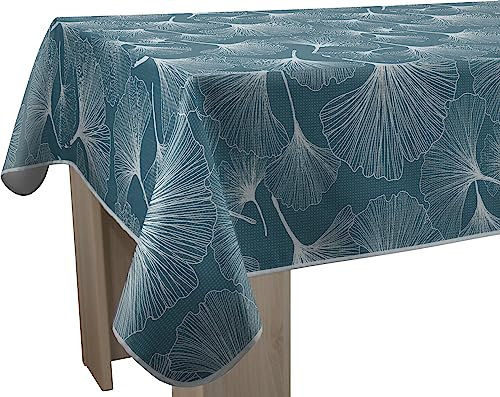 Le linge de Jules Nappe Anti-Taches Biloba Bleu - Rectangle 150 x 200 cm
