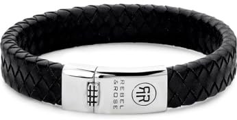 Rebel & Rose Armband Braided Flat RR-L0141-S-L+ Herren Mid 36990 Marke, Einheitsgröße, Nicht-Edelmetall, Kein Edelstein