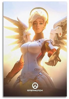 VZRSQZK Game Overwatch Mercy Poster, dekoratives Gemälde, Leinwand, Wandposter und Kunstdruck, modernes Familienschlafzimmer-Dekor-Poster, 20 x 30 cm