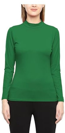 P&R DANCEWEAR LTD - New Ladies Turtle Neck Long Sleeved Stretch Plain Polo Top Womens Jumper – Casual Wear – Comfortable Fit – Light Weight – Roll Neck – T-Shirt – Winter Wear M-L Bottle Green