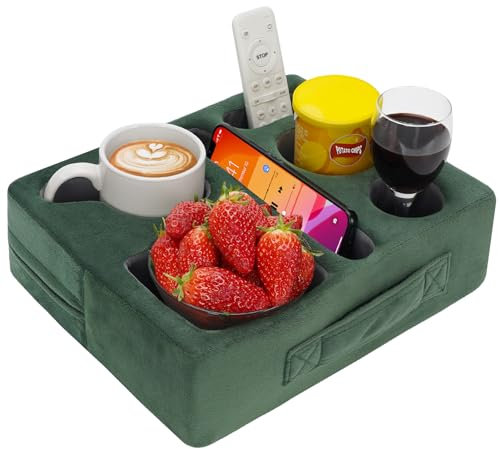 G GOOD GAIN Cozy Buddy Couch-Getränkehalter für Sofa, Sofa, Getränkehalter für Tablet, Fernbedienung, Snacks, wasserdicht, auslaufsicher, für Auto, Park, Strand, Picknick, Boot, Wohnmobil (grün)