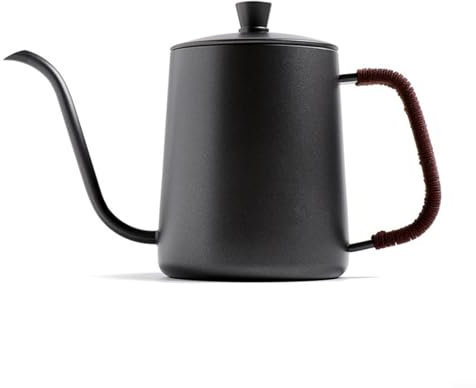 NbgrvB Bollitore a collo di cigno in acciaio con beccuccio a goccia a mano, 350 ml (nero, 600 ml), 76202Q6U533QYB29Y37MIFS