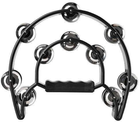 Tambourine, Hand Tambourin, Double Row Tamburin, Schlaginstrument, Half Moon Tambourine, Kinder Musikinstrumente, Rhythmusinstrumente Kinder, für Hochzeiten, Partys, Clubs, Ktv, Schwarz