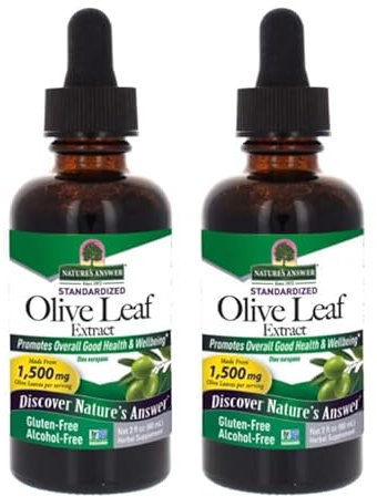 NatureAnswer's Hoja de olivo, 1500 mg, 2 x 60 ml, paquete de 2, 120 ml en total