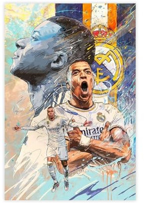 GJHTQLP Kylian Mbappe Poster sur toile pour décoration de chambre à coucher, bureau, chambre, cadeau 30 x 45 cm