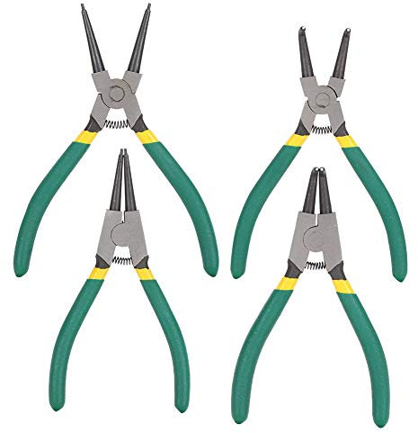 4 PCS Mini Snap Ring Pliers Set, Circlip Pliers Set Straight Bent C-Clip Pliers Lock Pliers for Ring Remover Retaining