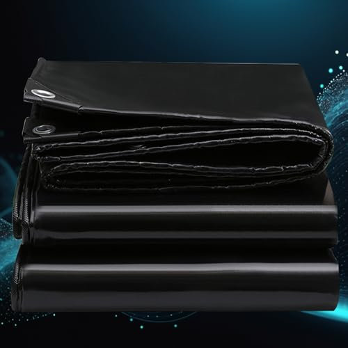 Waterproof Tarpaulin Cover 1.2 x 1.4 m Uv, Dust, Rain, Snow Protection, Multi Sizes Tarpaulin Small Tarp, Paddling Pool Cover for Indoor and Outdoor Protection, Black