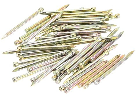 sourcing map Finishing Nails 50pcs 35mm 1.4 Inch Hand-Drive Hardware Carbon Steel Nail Lost Head Nails, Color Zinc