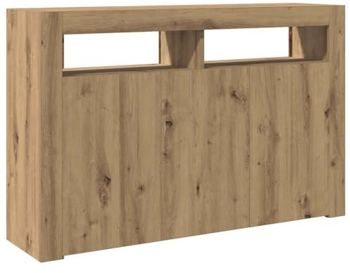 vidaXL Sideboard mit LED-Leuchten Artisan-Eiche 115,5x30x75 cm, Beistellschrank, Aufbewahrungsschrank, Flurschrank, Schrank, Küchenschrank
