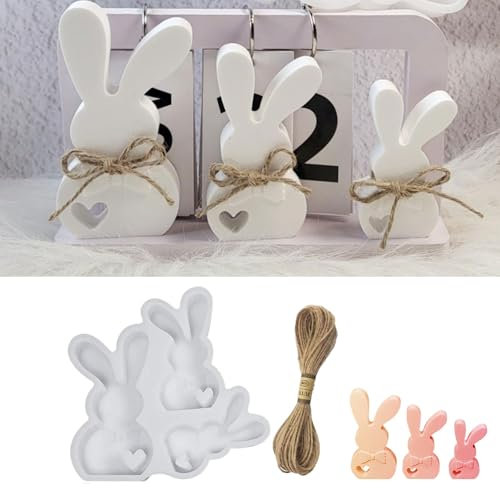 Silikonform Ostern, Silikonformen Gießformen, Silikonformen Gießformen Ostern, Silicone Moulds Easter DIY Rabbit, Silikonform Hase, Gießformen Silikon(Rabbit+Hanfseil）