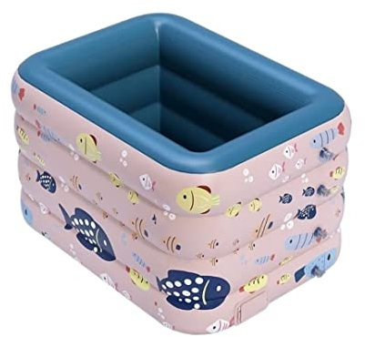 Piscinetta Gonfiabile Piscina Gonfiabile per Famiglie Piscina Rettangolare Rosa Piscina Gonfiabile A Grandezza Naturale Piscina per Bambini Piscina da Giardino(180 * 140 * 75cm)