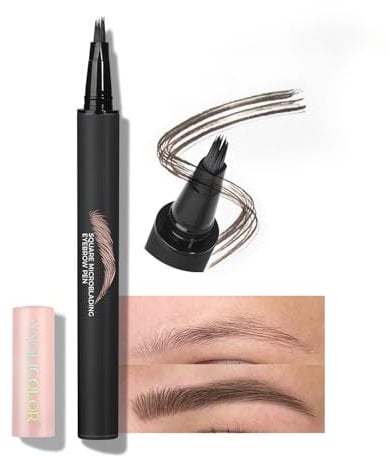 Anglicolor Lapiz Cejas 3 Minutos Para Cejas Perfectas,Lapiz Cejas Microblading Duradero,Cepillo Cejas Secado Rápido,Contorno Y Relleno Natural De Cejas (03 SLATE BROWN)