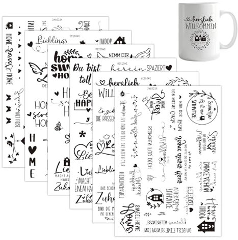 Rub On Sticker 6 Blatt Rub On Sticker Maritim Transferaufkleber Meer Rub Ons Selbstklebend Ahoi Moin Maritime Sprüche Aufkleber Rub On Folie für Glas Holz Raysin Keramik Schwarz DIY Geschenkideen