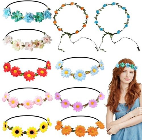 YiiHHooN Coroncine Fiori, 10 Pezzi Coroncina di Fiori per Capelli, Multicolore Coroncine Fiori per Capelli Coroncina Decorazioni Floreali per Capelli per Feste Compleanni Quotidiano