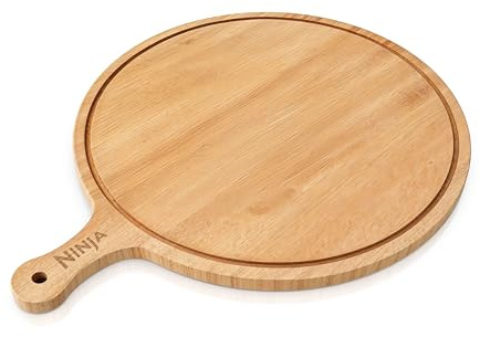 Ninja Pizza Cutting & Serving Board, Official Ninja Accessory, Crafted from 100% Bamboo Wood, Fits 30cm Pizzas, Includes Blade Guard, XSKSERBOAEUK