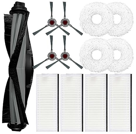 DispRA Compatible With Yeedi Mop Station Pro Robot Vacuums Roller Side Brush Filter Mop Cloths Spare Part Replacement Accessory Kit(Set N)