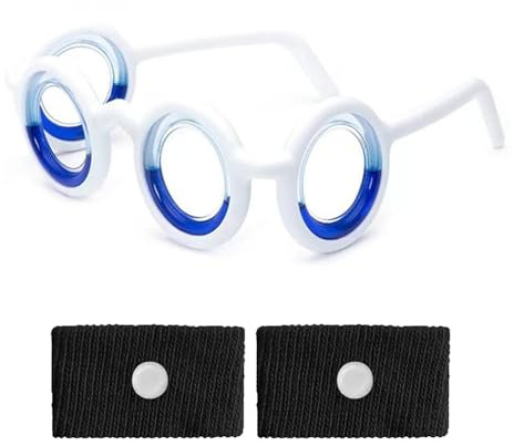 Srvauyea Anti-Brille Gegen Reisekrankheit Set, Motion Sickness Brille Set, Anti Bewegungskrankheit Gläser Anzug, Faltbar Übelkeit Autokrankheit mit Armband Gegen Reisekrankheit für Erwachsene Kinder