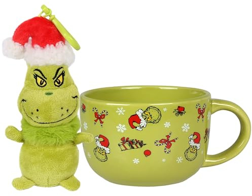 sarcia.eu Grinch 2in1 Christmas Set, Gift: Large Ceramic Mug + Bag Charm, Mug 400 ml