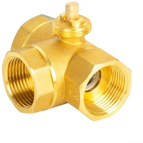 3-Wege-Kugelhahn-Körper aus Messing, kompatibel mit HVAC-Systemen, elektrisches Gewindevierteldrehventil DN15 für Wasser-, Luft-, Ölabschaltung (DN15)