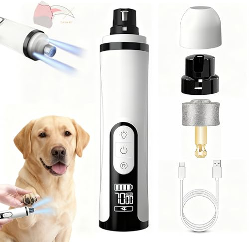 Silent Groom Pro Nail Grinder 2026 Upgraded with 2 LED Light & 3-Speed 2000mah Battery Professional Quiet Painless Paws Grooming & Smoothing for Small Medium Large Dogs and Cats (1+1*Replacement Head)