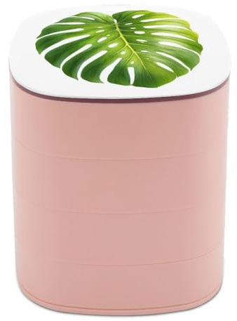 Jubonexis A Monstera Leaf Jewelry Boxes for Women, Earring Holder Organizer Rotating Jewelry Organizer for Necklaces Bracelets Ring