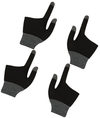 Ipetboom 2 Pairs Black Two-Finger Gaming Gloves with Graphene Fingertips, Touchscreen Compatible Professional Mobile Phone Gloves for Billiards and Mobile Gaming