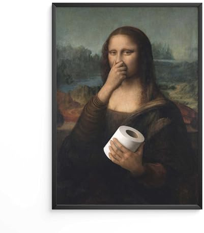 FORYOU24 Badezimmer Deko Bilde | hochwertiger Kunstdruck | schwarz weiß Wandbilder | WC Deko | Premium Druck Mona Lisa A4 Poster P-175A4