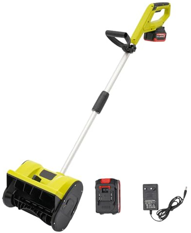 TONFEION Spazzaneve batteria 1200 W, 2200 giri/min, pala da neve 32 cm, pala da neve elettrica portatile con caricatore e batteria agli ioni di litio, altezza massima 16 cm, per giardino/cortile