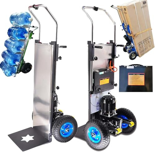 Carrello Saliscale Elettrico, Manico Telescopico, Batteria Rimovibile, Motore Brushless da 1200 W Senza Manutenzione - Sali E Scendi dalle Scale