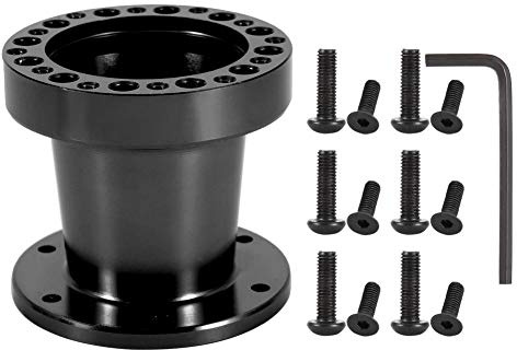 Fydun Lenkradnaben Spacer 2 Farben 3 Zoll Universal Auto Aluminium Spacer Lenkradnabe Adapter Schnellverschluss Kit (Schwarz)