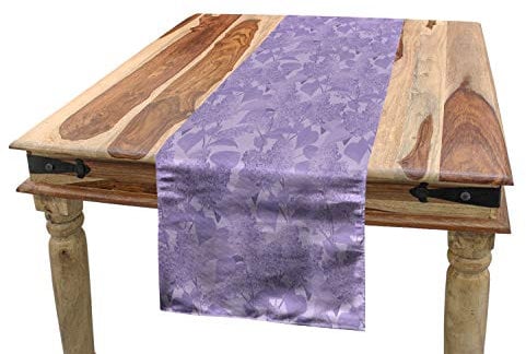 ABAKUHAUS Lila Tischläufer, Romantischer Syringa Garten, Esszimmer Küche Rechteckiger Dekorativer Tischläufer, 40 x 180 cm, Lila